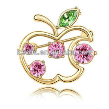 Plated 18k gold jewelry girls favorite apple shape decorative brooch